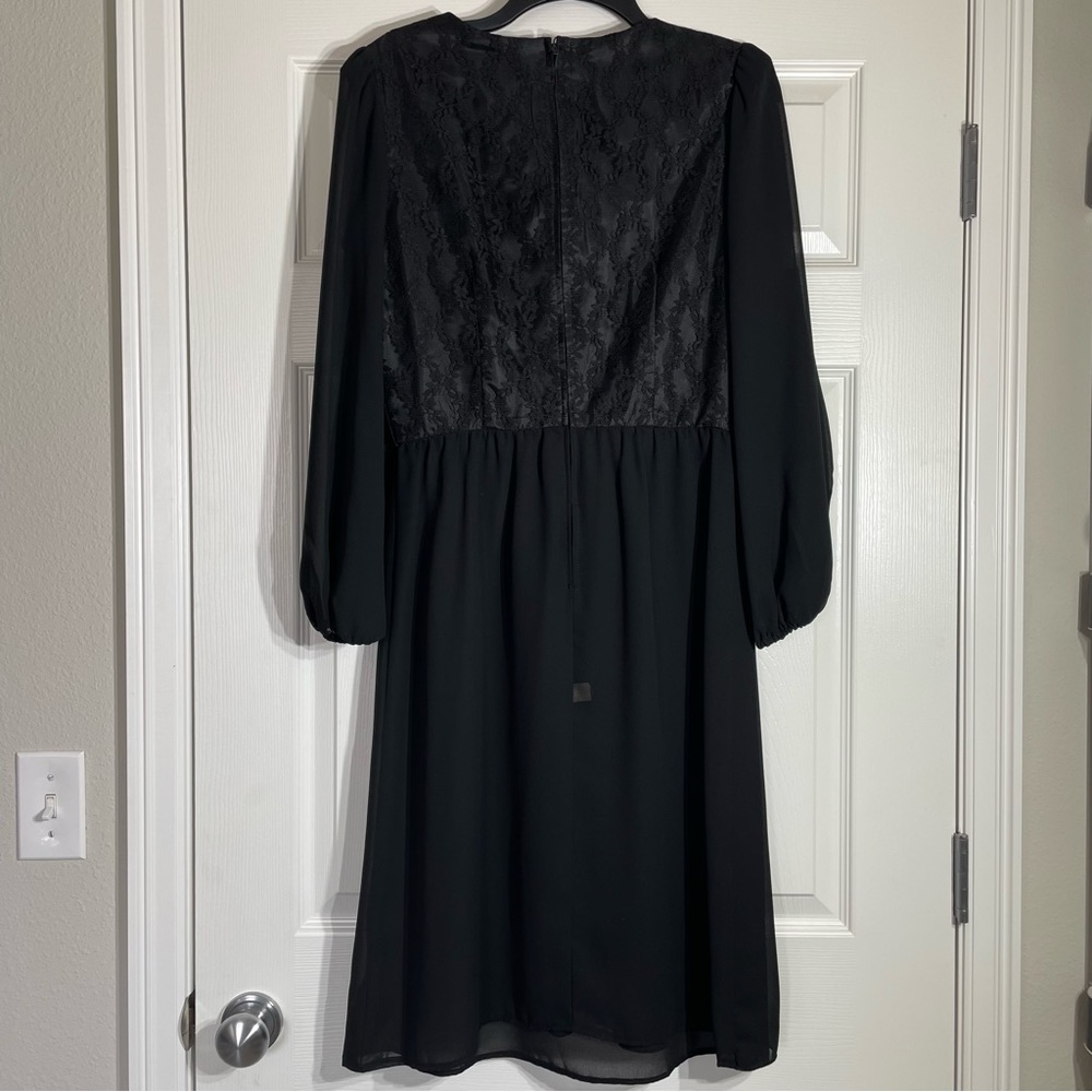 Vintage 70s Sheer Black Dress Size 12 Herman Marcus - Picture 5 of 8